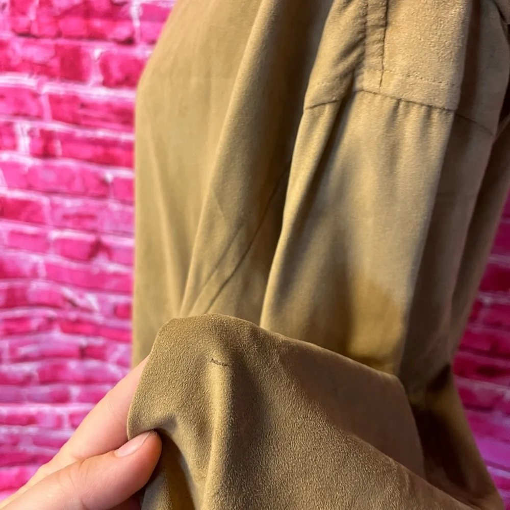 Weatherproof Mens Size‎ Large Bomber Jacket Tan Faux Suede Full Zip